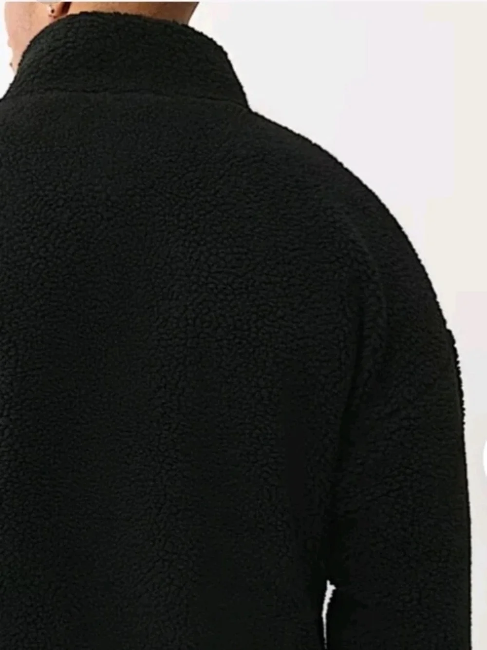 New True Religion Black Sherpa Zip-Up Jacket
